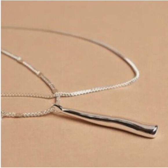 Jenny Bird Leana Pendant Double Chain Silver Necklace - Picture 2 of 3